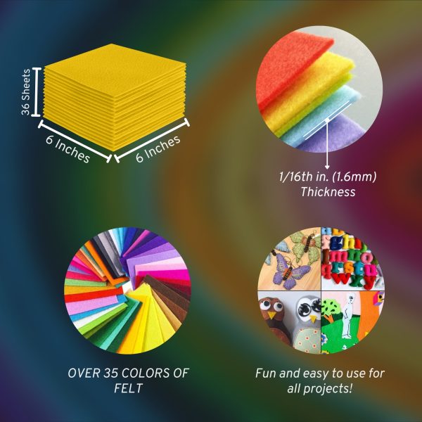 Acrylic Felt Craft Sheet Packs | Yellow A4 For Discount - Image 4